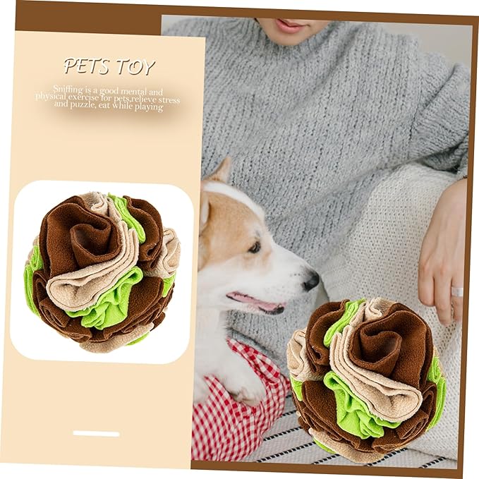 Happyyami Pet Dog Sniff Training Ball Interactive Chewing Toy for Dogs Slow Feeder Puzzle Ball Hidden Treats Polar Fleece Material for Indoor and