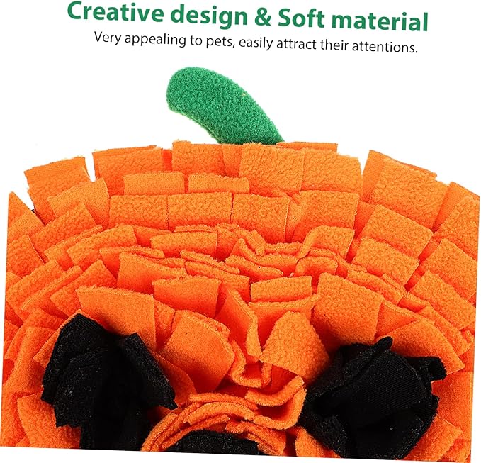 Garneck Pumpkin Dog Snuffle Mat Bright Sniffing Feeding Mat for Large Breeds Unique Design Durable Polar Fleece Easy to Clean Fun Interactive for Pets
