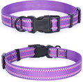 Mile High Life Reflective Dog Collar, Basic Dog Collars Adjustable Quick Release, Soft Nylon Pet Collar with Metal D-Ring for Small Medium Large Dogs (Purple, L Neck15-19")