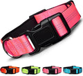 BLAZIN Reflective Dog Collar - Vibrant Color for Day and Night - Soft Neoprene Padded Collar - Adjustable Sizing -'Color Me Happy!' Dog Collars - Brighter Means Safer - (Medium, Pink)