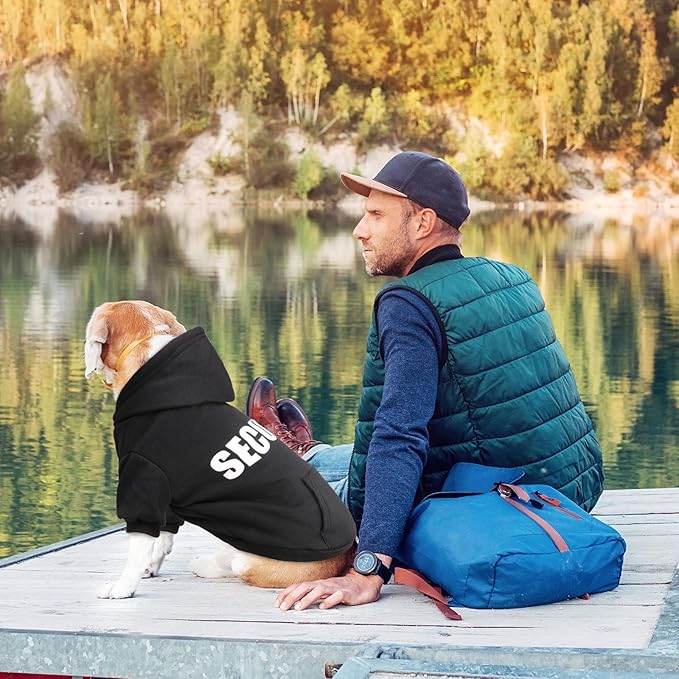 Dog Sweaters for Medium Dogs Security Dog Hoodie Pet Sweater Soft Brushed Fleece Clothes Pet Hoodie Sweatshirt with Pocket(M)