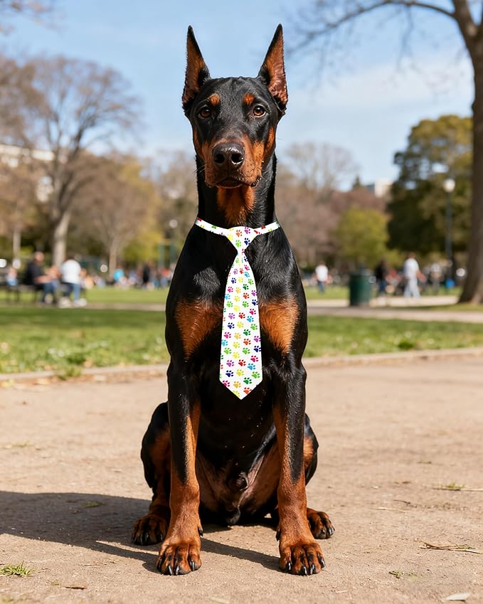 PET SHOW 10pcs Pack Paw Big Dog Ties Neckties for Large Breed Dogs XL Adjustable Holiday Birthday Grooming Accessories Neck Ties Bowties Girl Boy Wedding Costumes Photography Party Gift Favor