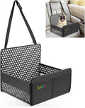 Dog Car Seat, Foldable Dog Car Seat for Small Medium Dogs, Soft Pet Booster Seats with Mesh Window and Storage Pocket, Breathable Oxford Travel Bag Black
