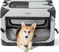 Lesure Collapsible Dog Crate - Portable Travel Kennel for Medium Dog, 4-Door Pet Crate with Mesh Windows, Indoor & Outdoor, Light Gray
