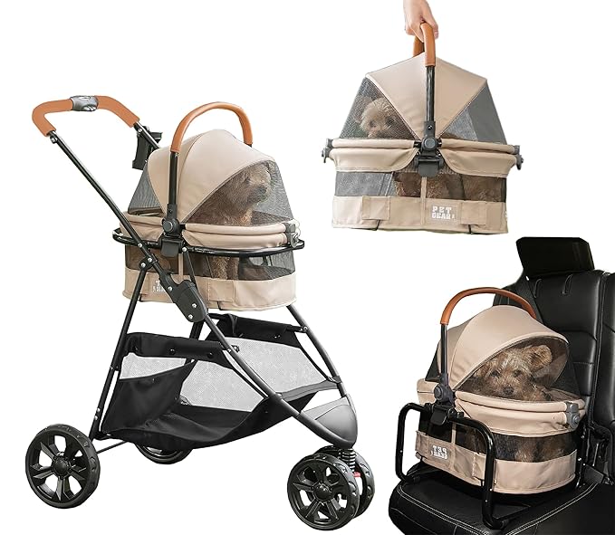 Pet Gear, A Vermont Family Owned Company Since 1936, 3-in-1 Travel System, View 360 Stroller Converts to Carrier and Booster Seat with Easy Click N Go Technology, for Small Dogs & Cats, 4 Colors