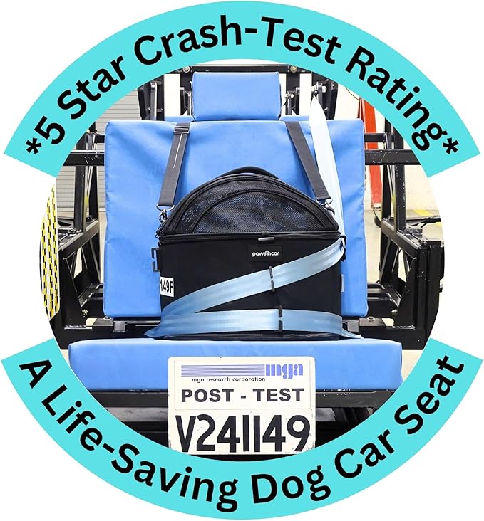 Crash-Tested Small Dog Car Seat (Test with FMVSS 213b - U.S. Child Restraint System) - 5 Star Safety Rated - Enclosed Dog Car Seats for Small Dogs, Cat, Pet Up To 15lbs - Built for Ultimate Protection