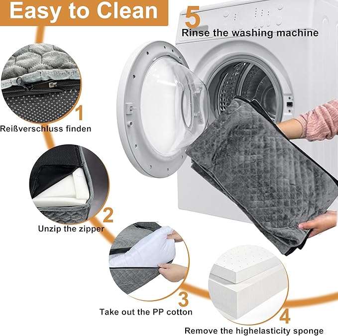 Auto Care Dog Car Seat, Fully Removable and Washable Cover, Easy to Assemble, Memory Foam Filled Comfort Pad, Durable Anti Slip Bottom (Gray)