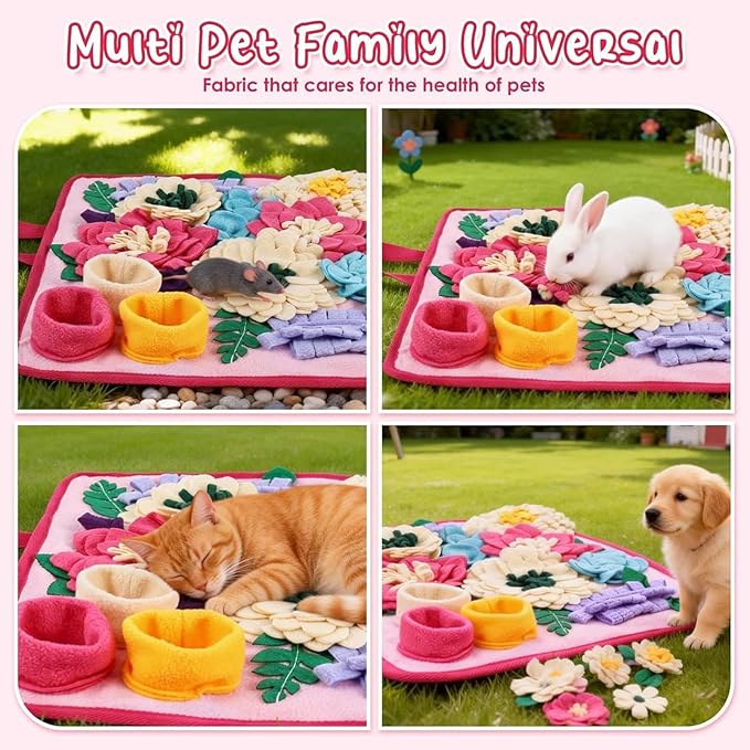 Snuffle Mat for Dogs - Folding Foraging Dispenser Base, Puppy Snuffle Mat, Soft Fabric Material, Interactive Nose Work Toy, for Training Feeding Licking Sniffing Digging Exercise Indoor Enrichment