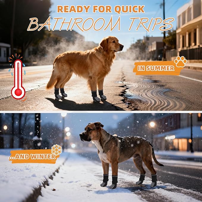 KOOLTAIL Anti Slip Dog Socks Booties to Prevent Licking Paws Scratching, Pet Boots&Paw Protector for Hardwood Floors, Dog Shoes for Winter, Traction Control Grip Socks for Small Medium Large Dogs XS