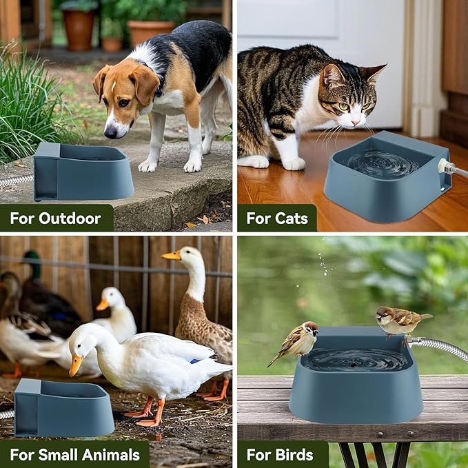 Lesypet Dog Automatic Waterer 67 OZ(2L) Auto Fill Water Bowl with Water Hose for Chicken Livestock Animal, Blue