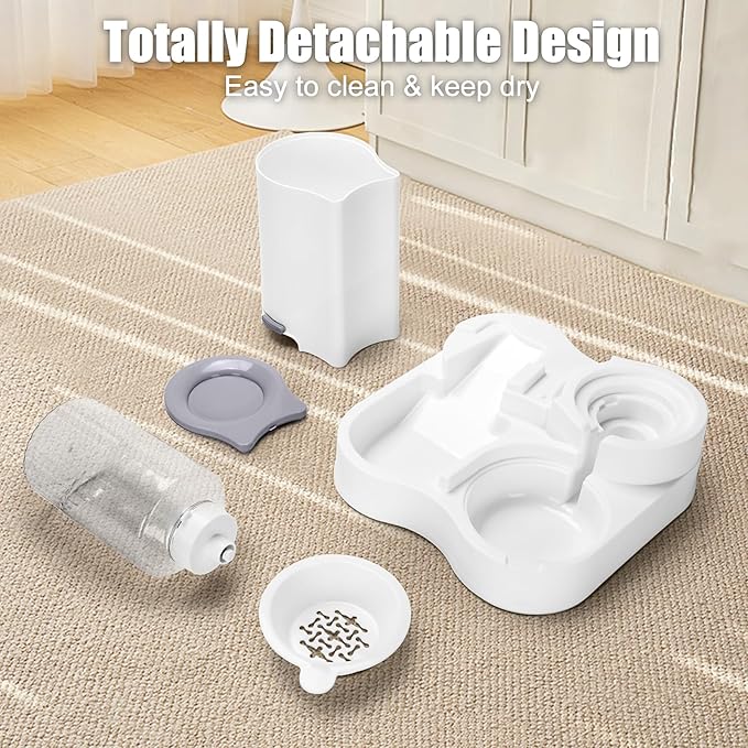 2 in 1 Pet Feeder and Water Dispenser, Automatic Cat Food and Water Dispenser, Gravity Pet Feeder for Small Medium Dog Puppy Cat Kitten