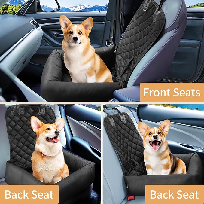 Car Seats for Small/Medium Dogs, Memory Foam Dog Booster up to 35 lbs, Travel Pet Car Seat Washable Dog Bed