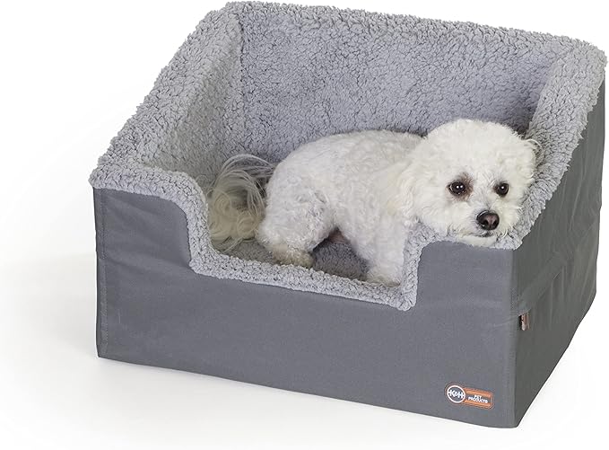 K&H Pet Products Rectangle Bucket Booster Pet Seat - Dog Booster Seat Car Seat for Dogs & Cats Collapsible Rectangle Gray/Gray Large