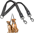 Kruz Double Dog Leash for Two Dogs (Width - 1”, Length 20”-42”) Dual Leash Coupler with Tangle-Free Swivel, Shock-Absorbing Reflective Bungee for Comfortable Walking & Training (Grey, Large)