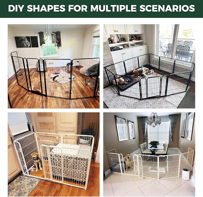FXW Homeplus Unleashed Indoor Dog Playpen - Stress-Free and Safe Play, Heavy Duty 40 Inch 24 Panels Dog Pen for Medium and Large Dogs, White│Patented