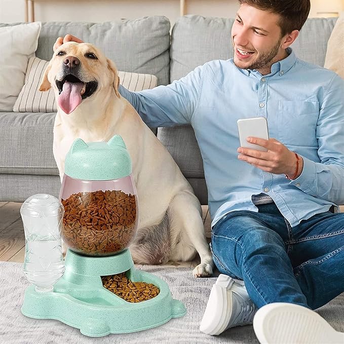 Massage cushion 2.2L Pet Water Dispenser Cat Automatic Feeder Plastic Dog Water Bottle Food Water Pet Feeding Bowl Drinking Feeder Device (Color : Grey1) (Blue)