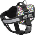 Dogline Unimax Dog Harness Vest with Nose Work Patches Reflective No-Pull, Adjustable Straps, Breathable Neoprene for Medical, Service, Identification, Training Dogs Girth 36 to 46" Leopard Multicolor