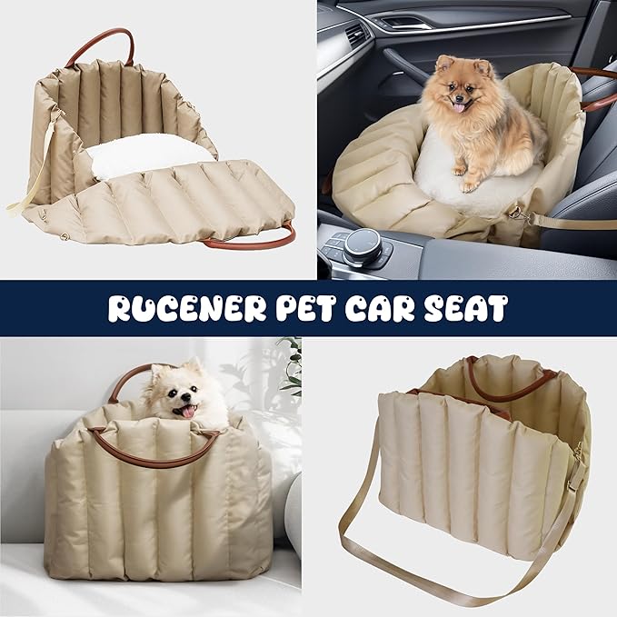 Dog Car Seat for Small Medium Large Dogs, 18*12 * 13in, Dog Booster Seat, Safe & Comfortable Car Travel, Caramel