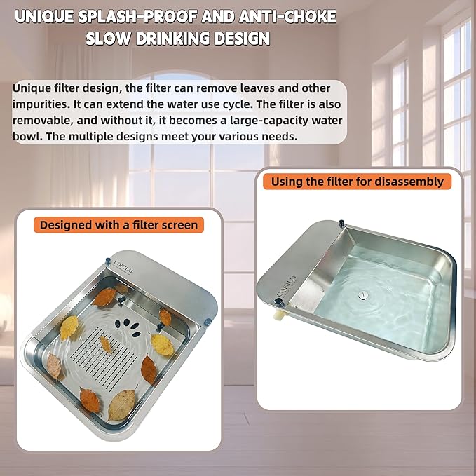 3 Gallon Automatic Water Dispenser for Dogs Stainless Steel Outdoor Drinking Bowl Self-Filling Water Bowl for Large Dogs – Slow-Drink,Splash-Proof Design,Suitable for Cats,Dog(11L-A)