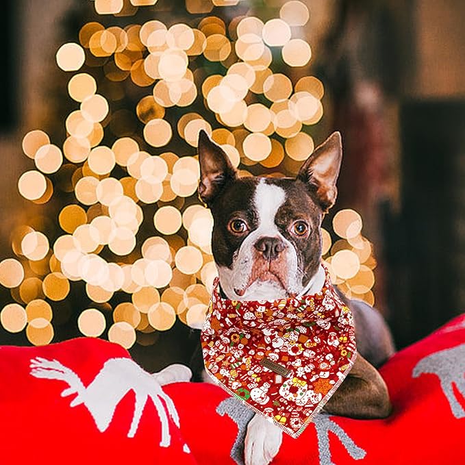 Lionheart glory Christmas Dog Bandana Red Dogs Bandana 1 Pack Washable Soft Dog Scarf, Square Adjustable Pet Bandanas for Medium Large Dogs
