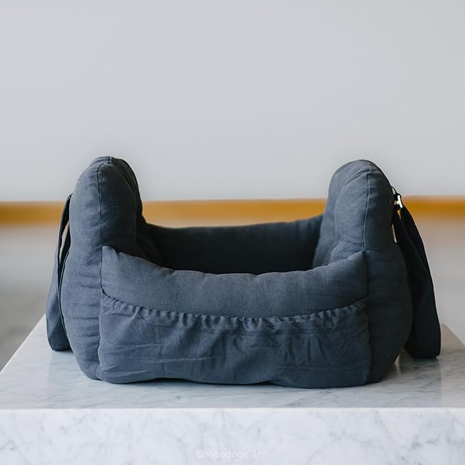 Dog Car Booster Seat for Small Dogs, Handmade Comfortable and Robust Design, Small Dog Owner Gift, Travel Bed with Safety Seatbelt, Secure Straps, Perfect for Dogs Under 30 Lbs