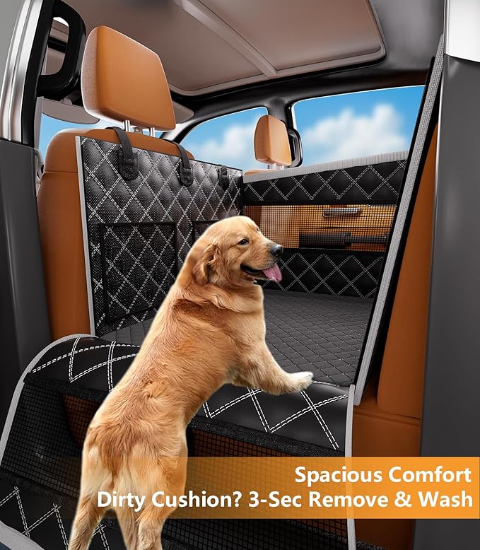 Doglike Dog Car Seat with Removable Cushion for Large Medium Dogs - 7-Layer Waterproof Hard Bottom Back Seat Extender, Spacious Pet Car Seat for SUV/Truck/Home, 2025 Upgraded
