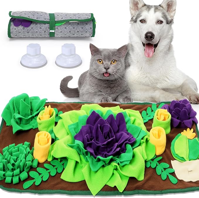 CiyvoLyeen Snuffle Mat for Small & Medium Dogs and Cats, 30.7''x 15.7'' Dog Feeder Puzzle Enrichment Game, Slow Eating Feeding Mat, Foraging Mat for Rabbit, Pig, Stress Relief Puppy Gift for Pet Lover