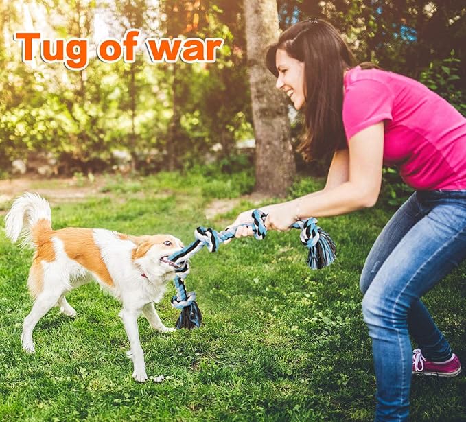 Bmag Heavy Duty Dog Rope Toy for Aggressive Chewers, Medium Large Dogs, Tough Twisted Rope with 5 Knots