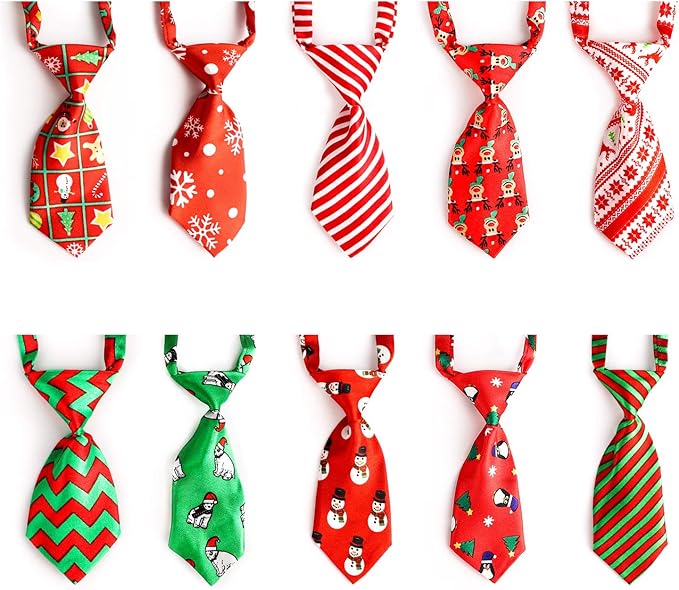 Segarty Dog Ties, 10 PCS Dog Bow Ties Christmas with Adjustable Collar, Pet Neckties for Small Pets, Puppy Neck Bowties Cats Grooming Bows Bulk for Photography Holiday Wedding Party Gift