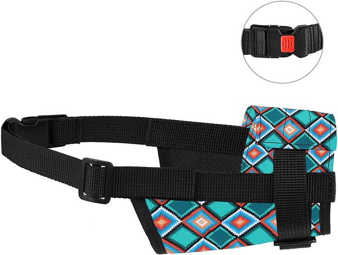 CollarDirect Dog Muzzle - Adjustable Soft Breathable Tribal Nylon Dog Mouth Guard Cover for Small, Medium and Large Dogs, Anti Chewing, Barking & Biting (Pattern 3; M/L)