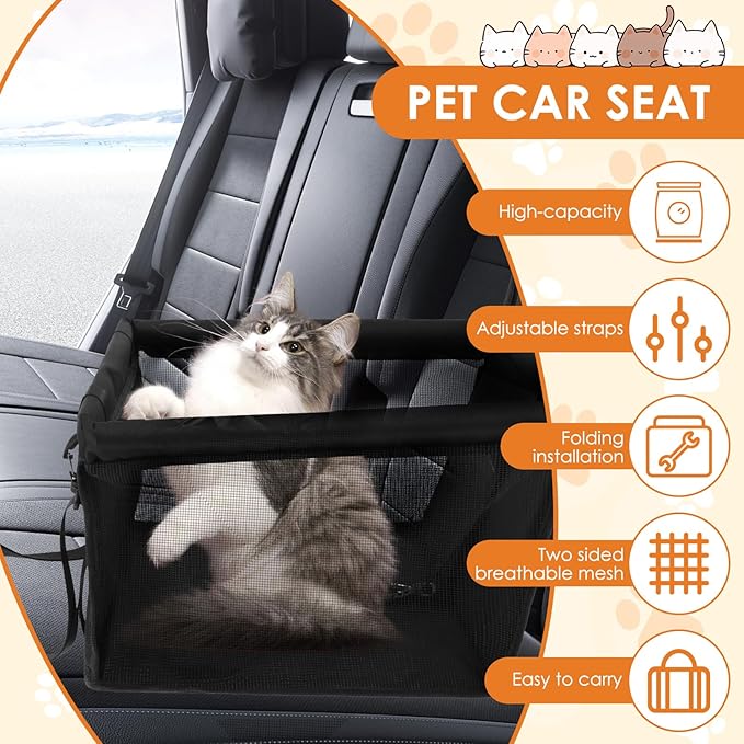 Oxford Cloth Car Pet Booster Seat Adjustable Strap Large Capacity Car Dog Bag Carrier W Safety Lock for Puppy Cat Travel