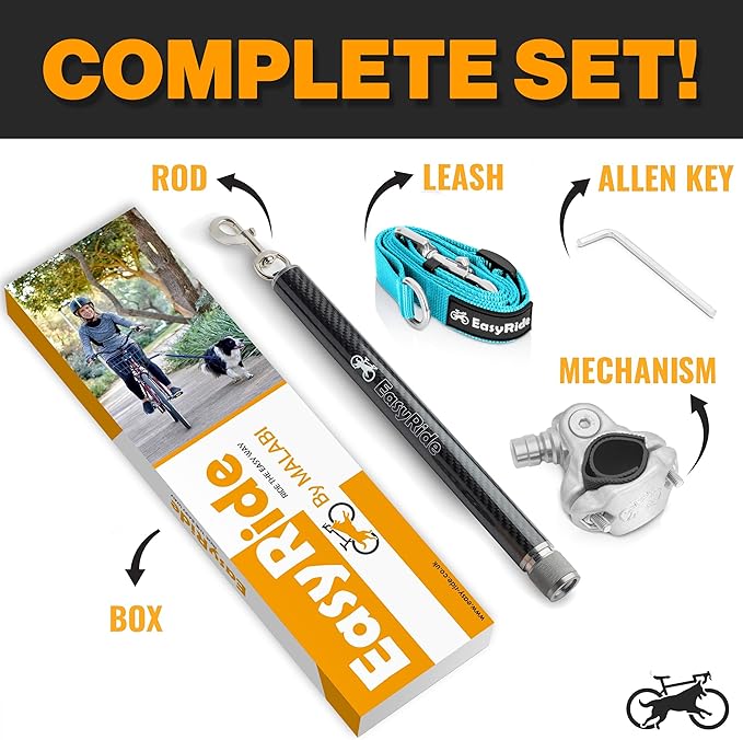 V2.0-180° Rotating Dog Bike Leash - with Shock Absorbers and Quick Attach Mechanism | Carbon Fiber | Detachable, Adjustable for The Smoothest Ride- Patent Pending (Cyan)