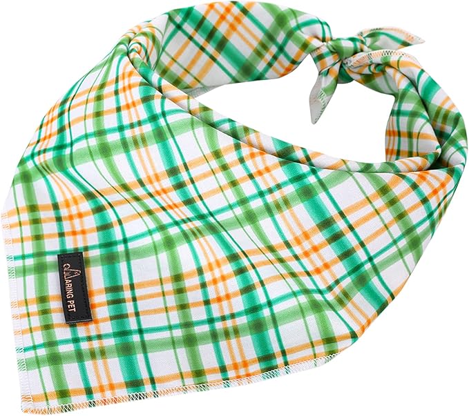 ARING PET Dog Bandana-Cotton Green Plaid Pet Bandanas, Soft Comfortable Cute Dog Triangle Bibs Scarf for Small to Large Boy Girl Dogs and Cats