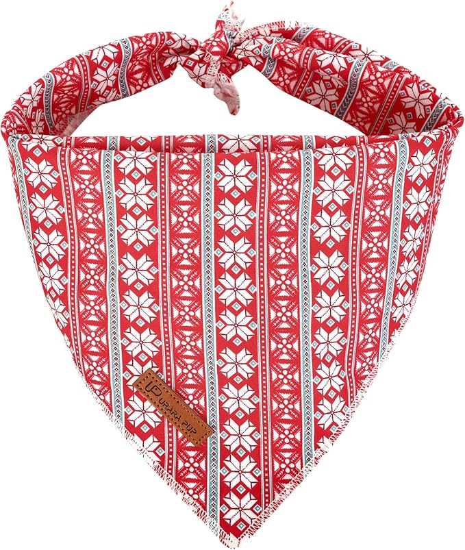 Christmas Dog Bandana - Snowman Triangle Bid Scarf for Girl Boy, Cotton Pet Kerchief, Cute Red, Adjustable Winter Puppy Accessory for Small Medium Large Dogs
