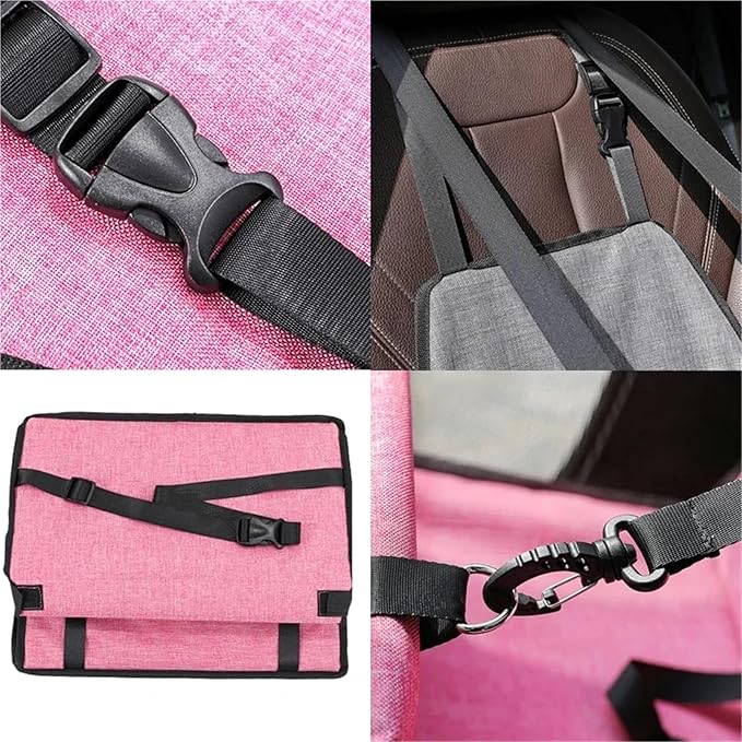 Small Dog Car Seat Shortened Harness with Swivel Metal Spring Hook Ideal Washable Portable Pet Booster Seat Suitable for Small Dogs and Pets(Blue)
