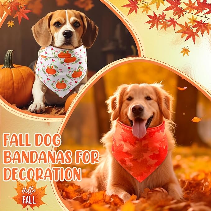 Preboun 50 Pcs Fall Thanksgiving Dog Bandana Bulk Pumpkin Maple Leaves Bandana for Dogs Triangle Kerchief Bib Scarf for Pets Costume Photo Props Accessories Pet Shops, 25 Styles (31.5 x 21.7 x 21.7)