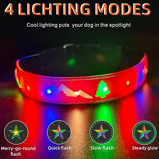 LED Dog Collar, 15 Light Modes, USB-C Rechargeable, Silicone Material, Adjustable Size, (Pink Pro, XL(19.7-23.6"))