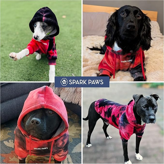 Spark Paws Dog Hoodie – Premium Dog Sweater for Small, Medium, and Large Dogs | Warm Outfits for French Bulldogs, Pitbull, Puppy, Winter Jacket Alternative - Red & Black - 3XL