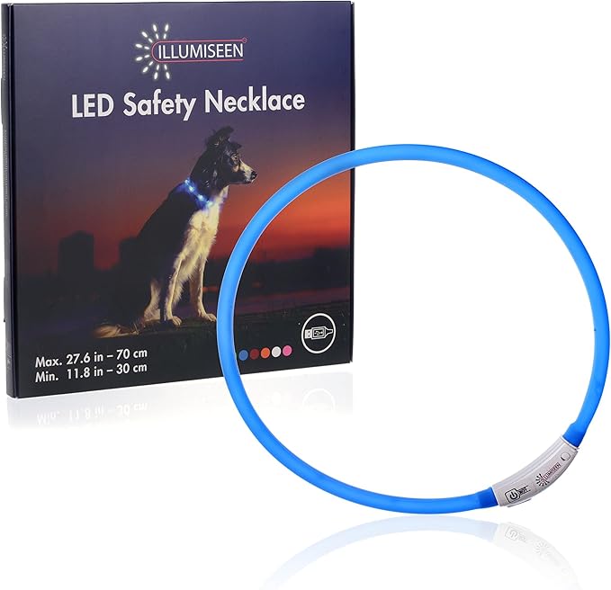 LED Dog Necklace Collar - USB Rechargeable Loop - Available in 6 Colors - Makes Your Dog Visible, Safe & Seen