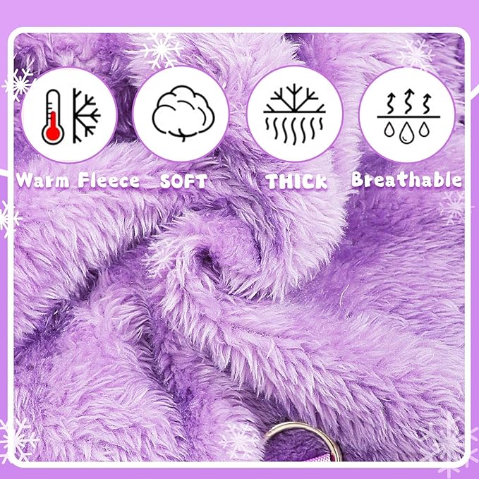 Small Dog Sweater Fleece Dog Pajamas Winter Warm Puppy Sweater Thermal Soft Puppy Pjs Coat Stretchy Jumpsuit Doggie Pet Clothes Outfits Cat Apparel (Purple, Small)