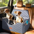 Dog Car Seat for Large-Medium Dogs: Pet Car Seat, Detachable Washable Dog Booster Seat, Pet Travel Bed with Storage Pockets and Dogs Safety Belt (Grey, Large)