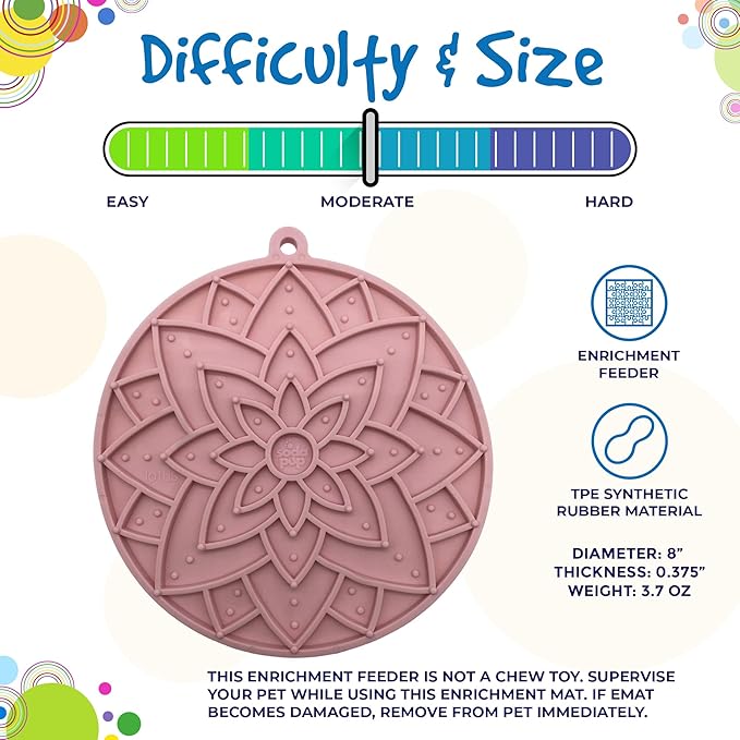 SodaPup Lotus eMat – Durable Enrichment Feeder Made in USA from Non-Toxic, Pet-Safe, Food Safe Rubber for Mental Stimulation, Avoiding Overfeeding, Fresh Breath, Digestive Health, Calming, & More
