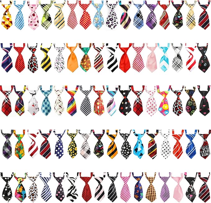 Segarty Dog Ties, 80 Pieces Dog Ties for Small Pets Adjustable Neck Ties Pet Collar Small Cat Neckties for Medium Large Puppy Grooming Accessories Birthday Holiday Wedding Party