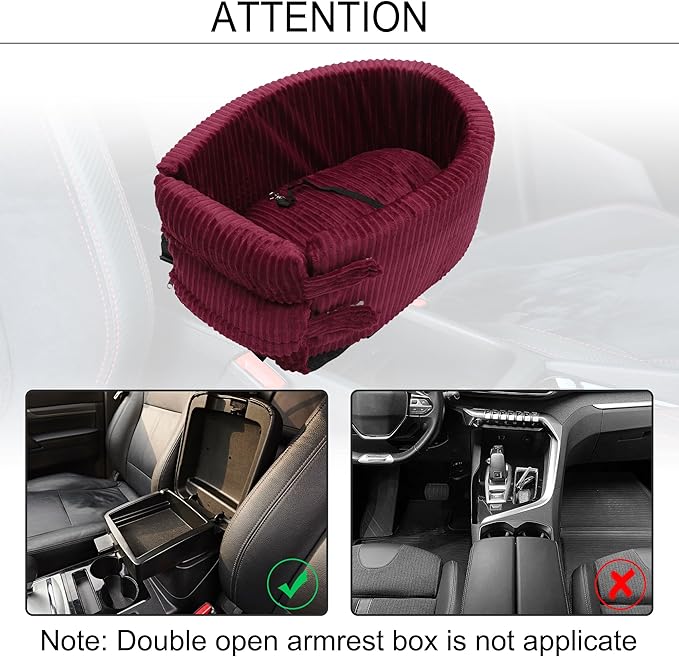 X AUTOHAUX Dog Car Seat Seat Adjustable Straps for Medium Small Sized Puppy Cat Seat Pets Soft Non Slip Bottom Travel Bed Corduroy Wine Red