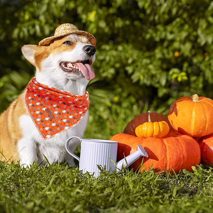 Elegant Little Tail Fall Girl Boy Dog Bandana - Halloween Bib Scarf, Soft, Washable Square Scarf - Adjustable Dog Kerchief for Small, Medium, Large Dogs