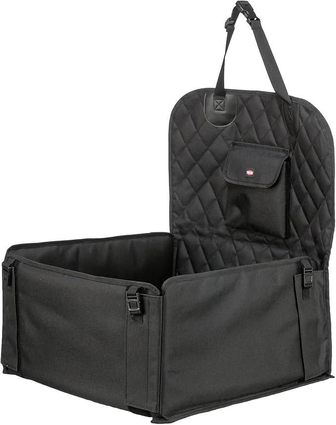 Trixie Lite Dog Car Seat 17.7 × 9.4 × 17.7 in – Foldable Booster with Safety Tether, Side Pocket & Fold-Down Panels – Travel Bed for Small Dogs with Water-Resistant Fabric