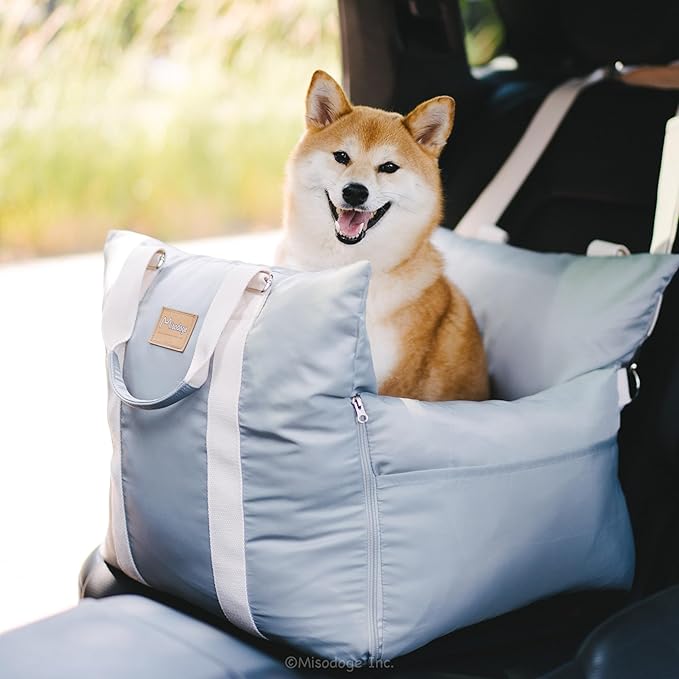 Posh Car Booster Seat for Small Dogs and Puppies – Robust Travel Chair Bed with Secure Strap, Safety Belt Harness, Washable Cover & Storage Pocket – Premium Quality and Style for Car & Home