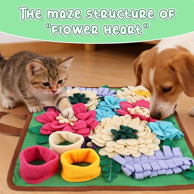 Snuffle Mat for Dogs - Folding Foraging Dispenser Base, Puppy Snuffle Mat, Soft Fabric Material, Interactive Nose Work Toy, for Training Feeding Licking Sniffing Digging Exercise Indoor Enrichment