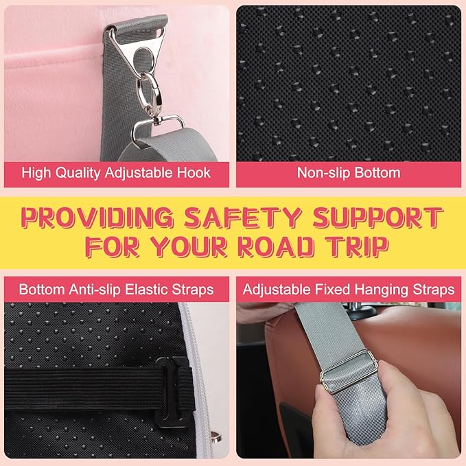 Center Console Dog Car Seat for Small Dogs Under 12lbs, Portable Middle Console Dog Booster Seat, Detachable Armrest Puppy Seat with Storage Pockets, Butterfly Pillow and Safety Leash(Pink)