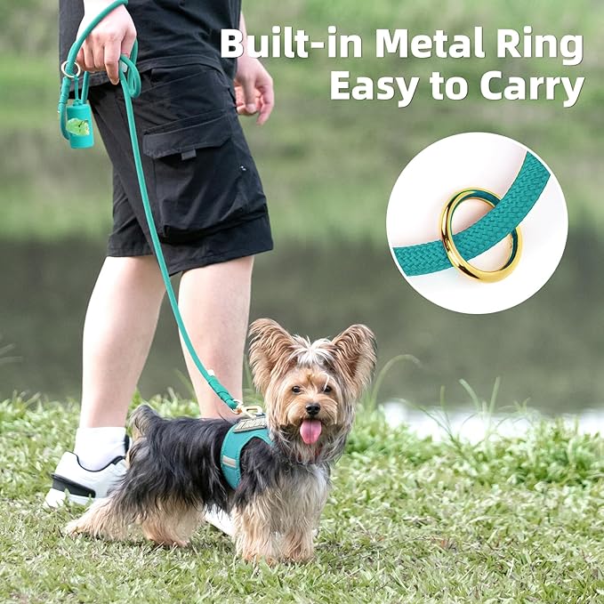 Durable Handwoven Dog Leash for Small & Medium Dogs, 5/16 inch Rope Lead with Anti-Tangle Swivel Clip, Soft & Lightweight, 5FT Long – Ideal for Daily Walking & Training (MARRS Green)